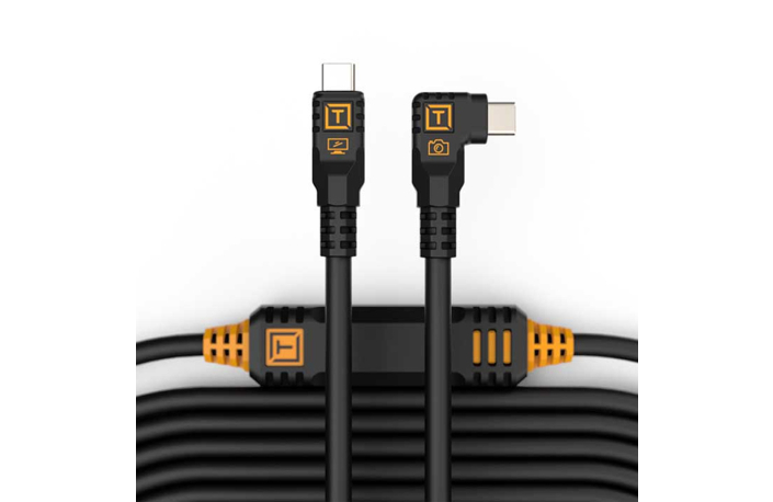 Tether Tools TetherPro USB-Datenkabel USB-C an USB-C - 9,4 m, rechtsgewinkelt (Schwarz)